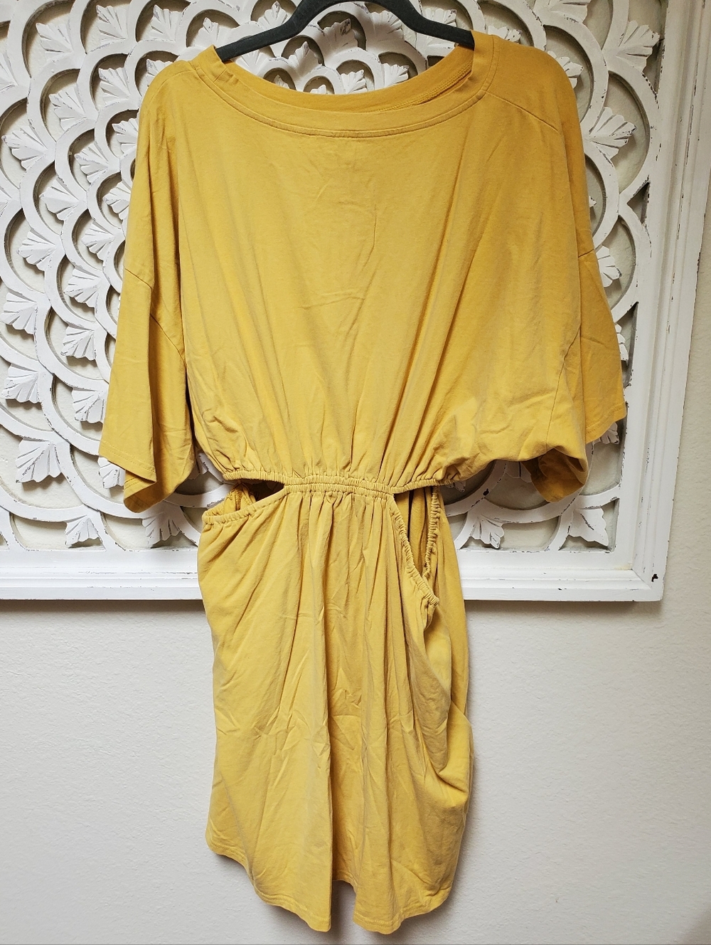 Heyson NWT Shark Bite Cozy T-Shirt Mini Dress Light Mustard Size 1X
